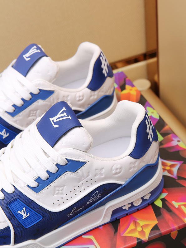 Luxury Trainer Sneakers Shoes #54 Signature Blue and White