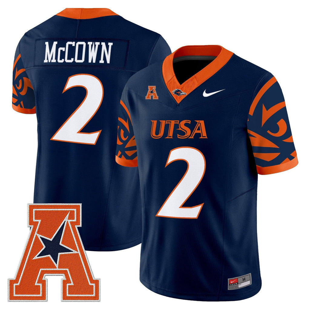Owen McCown Jersey #2 UTSA Roadrunners 2025 Vapor Limited V2 Stitched Navy