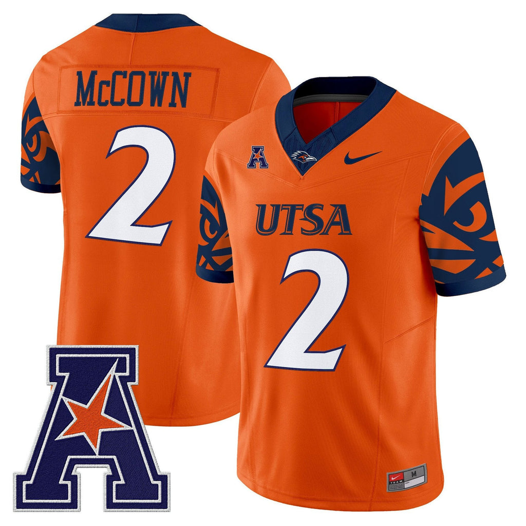 Owen McCown Jersey #2 UTSA Roadrunners 2025 Vapor Limited V2 Stitched Orange