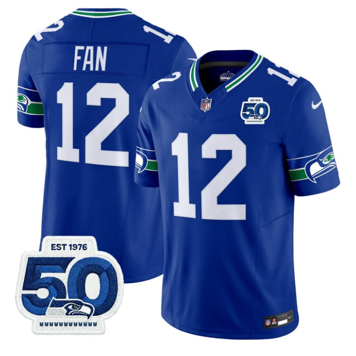 12th Fan Jersey #12 Throwback 50th Anniversary Patch Limited Stitched