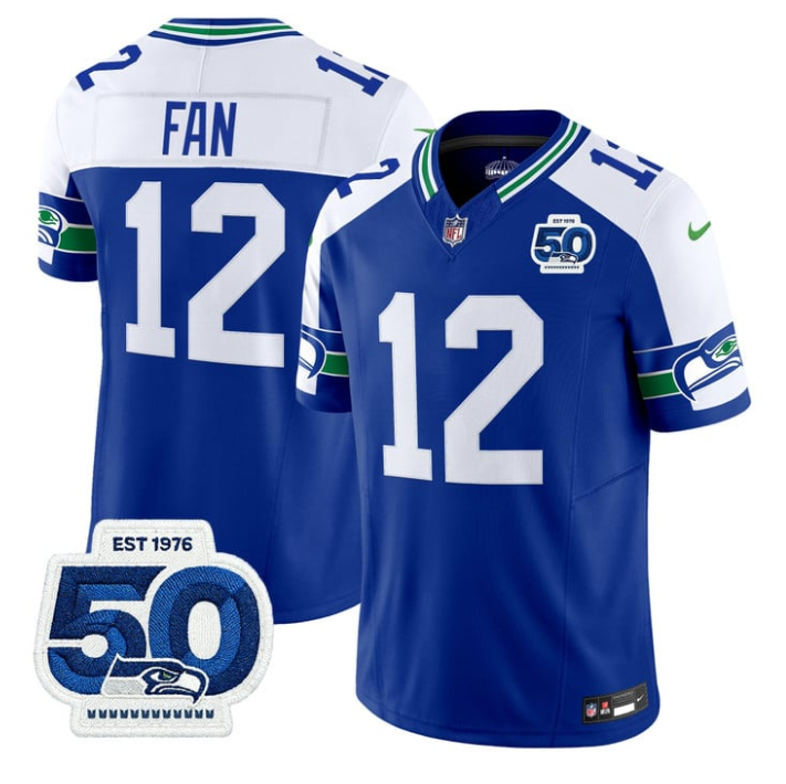 12th Fan Jersey #12 Throwback 50th Anniversary Patch Limited Stitched