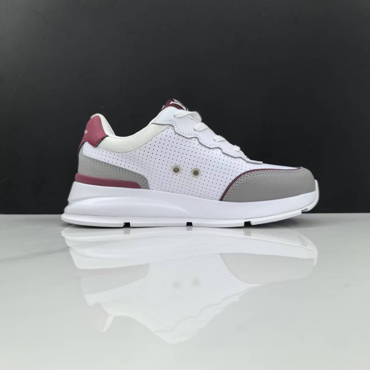 Luxury Lou Paris Classic Trainers White Grey Burgundy Shoes Sneakers