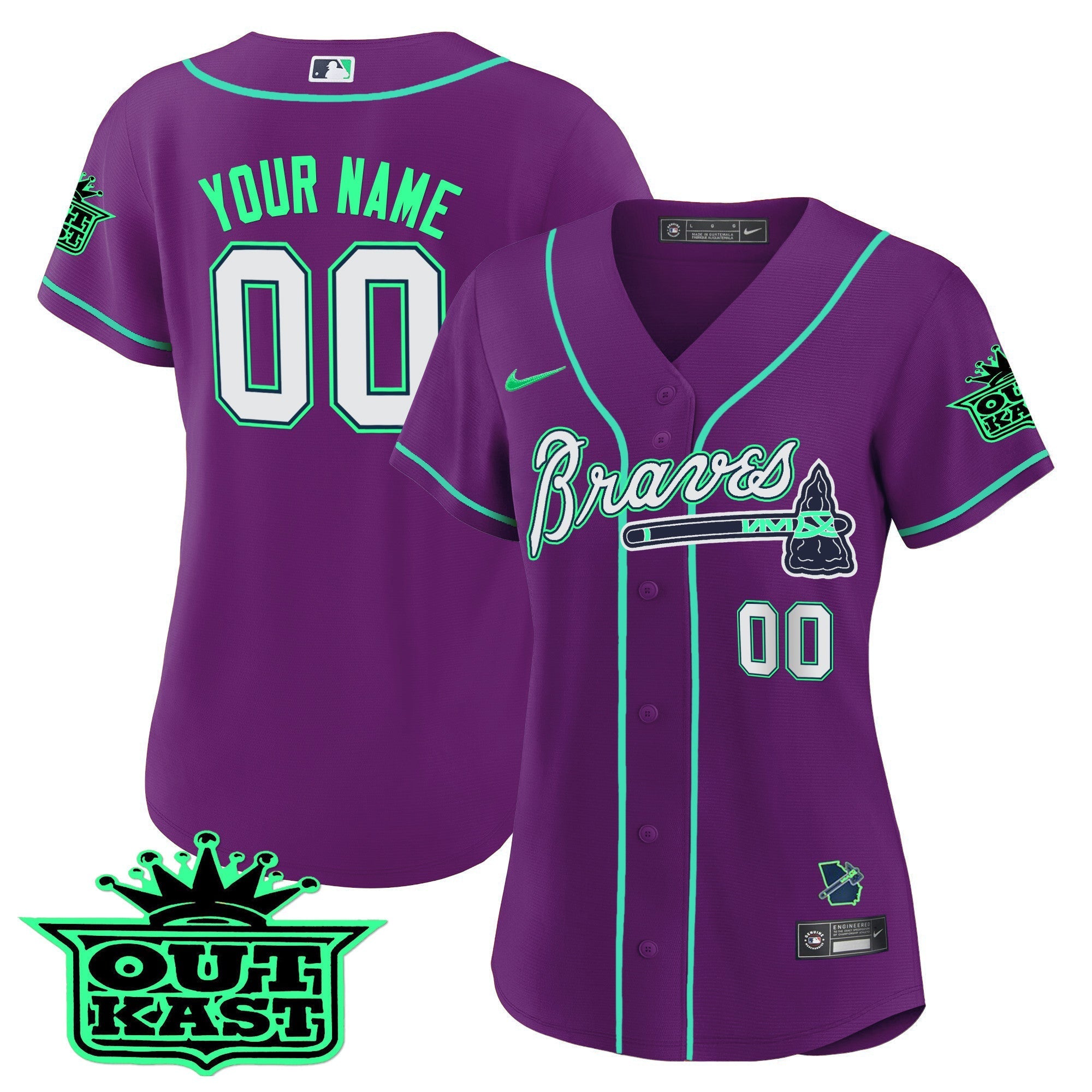 Atlanta Braves Outkast Cool Base Custom Jersey - Galaxy Version - Stitched