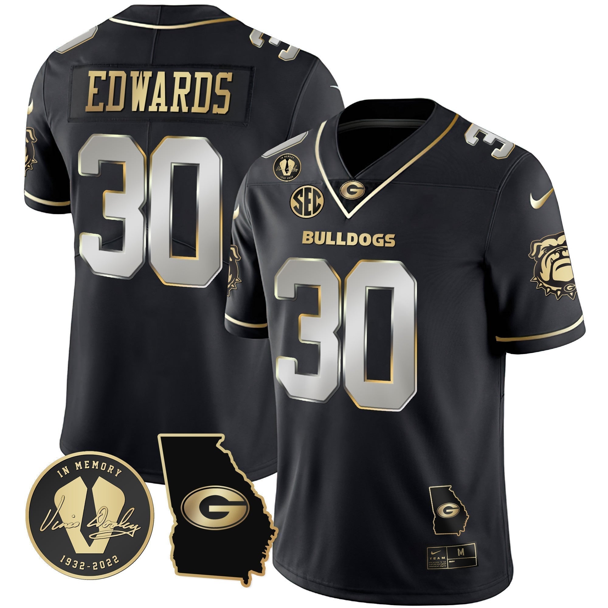 Men Georgia Bulldogs 2023 Vapor Jersey - Georgia Map - All Stitched