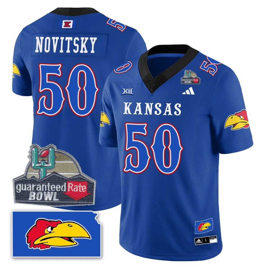Men Kansas Jayhawks Blackhawk Guaranteed Rate Bowl Patch Vapor Limited Jersey - Stitched