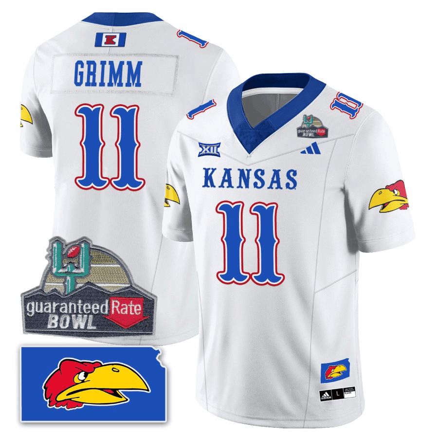 Men Kansas Jayhawks Blackhawk Guaranteed Rate Bowl Patch Vapor Limited Jersey - Stitched