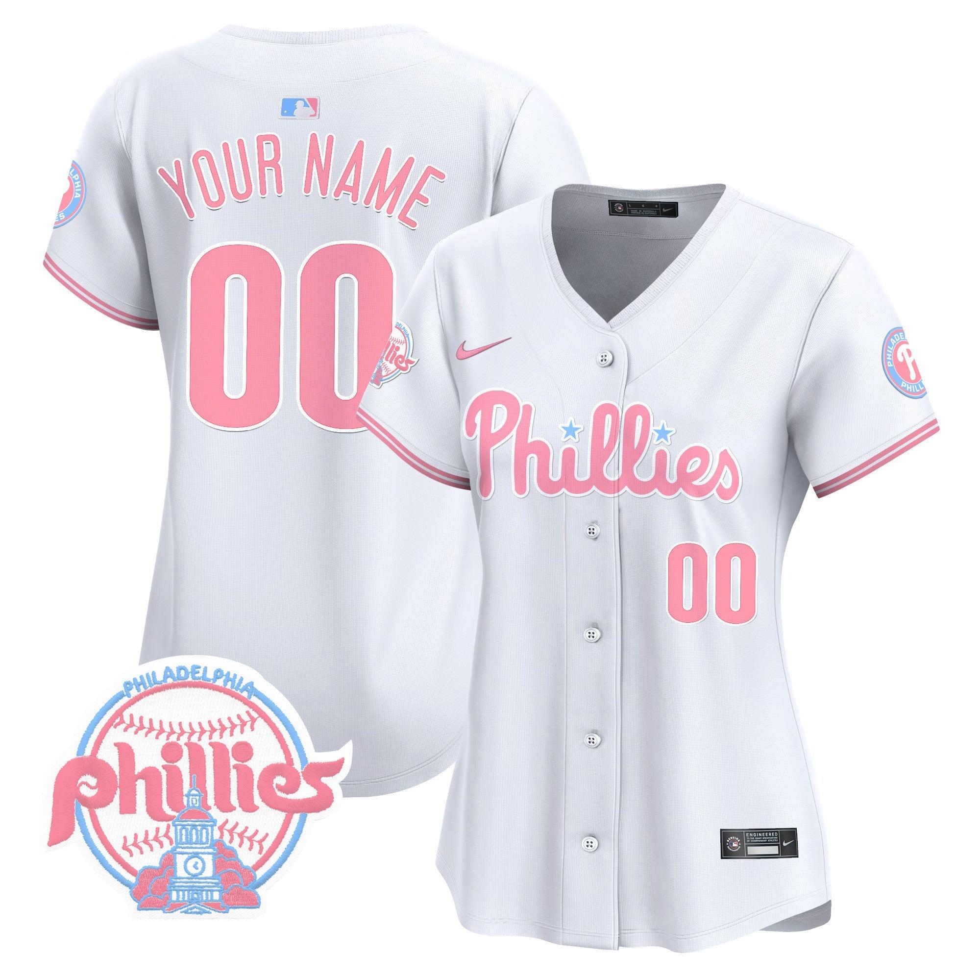 Phillies Bubblegum Pink Vapor Premier Limited Custom Jersey V2 - All Stitched