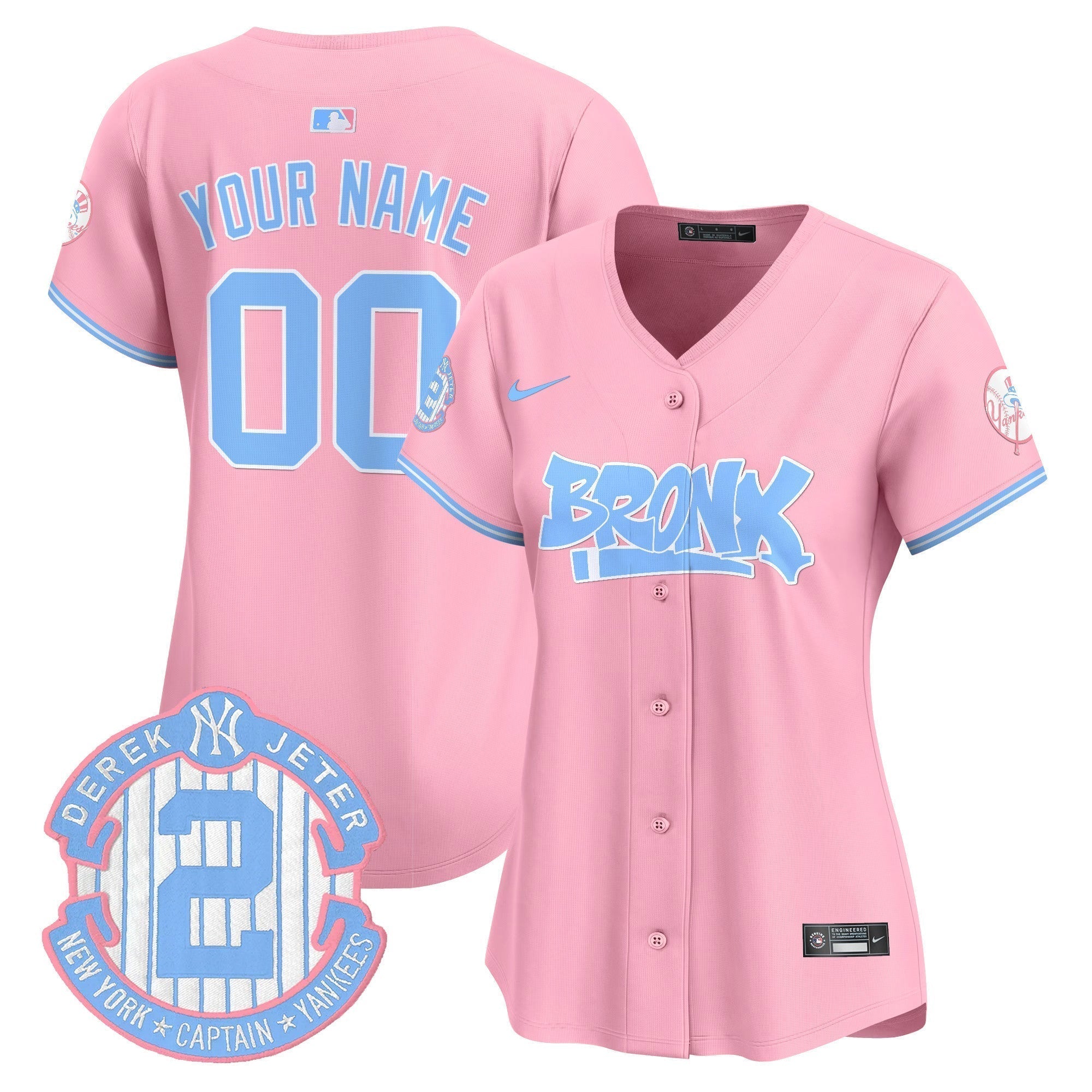 Yankees The Bronx Graffiti Bubblegum Pink Vapor Premier Limited Custom Jersey - All Stitched