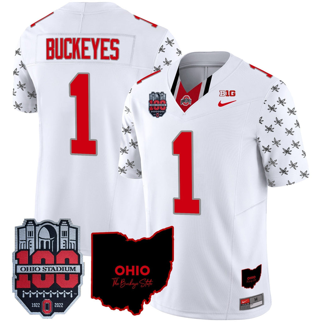 Men Ohio State Buckeyes 100th Anniversary Patch Vapor Limited Jersey - All Stitched