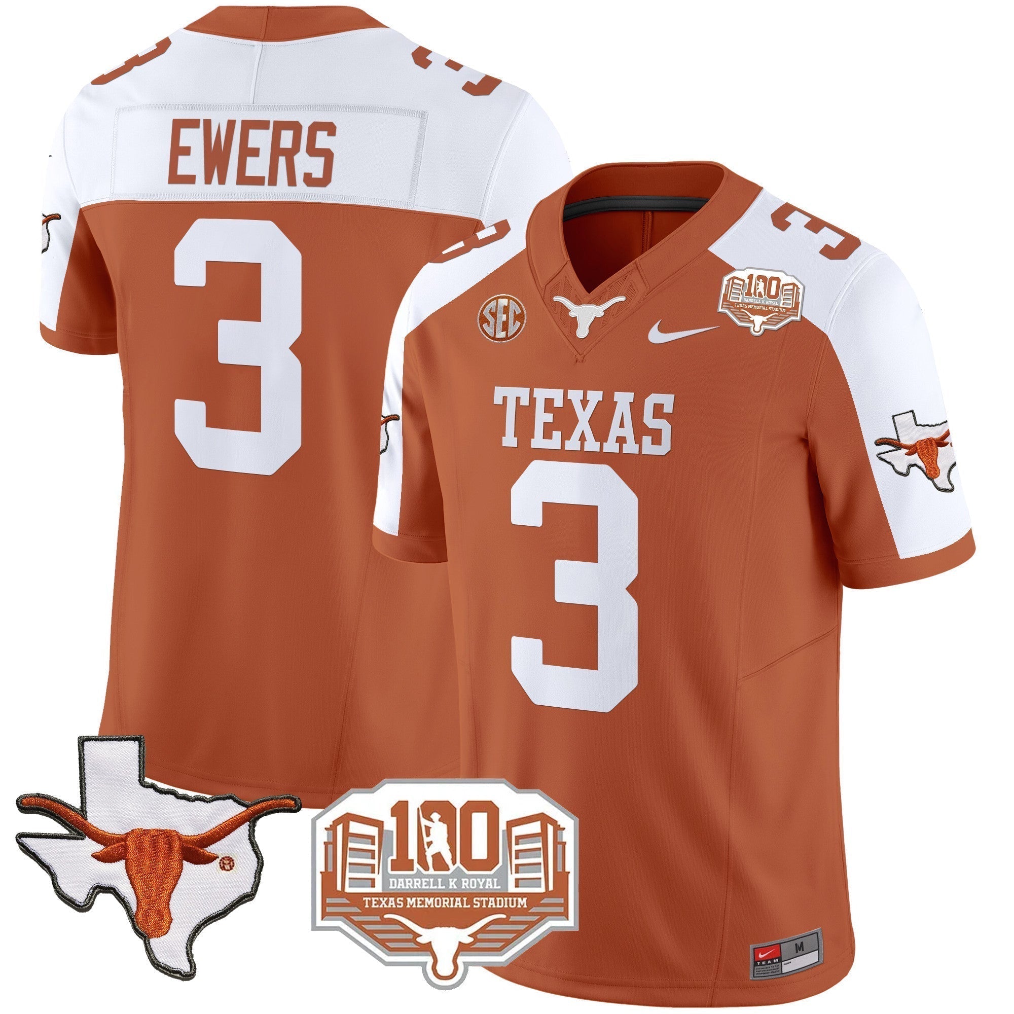 Men Texas Longhorns 2024 Vapor Limited Jersey - 100 years of Darrell K Royal - All Stitched