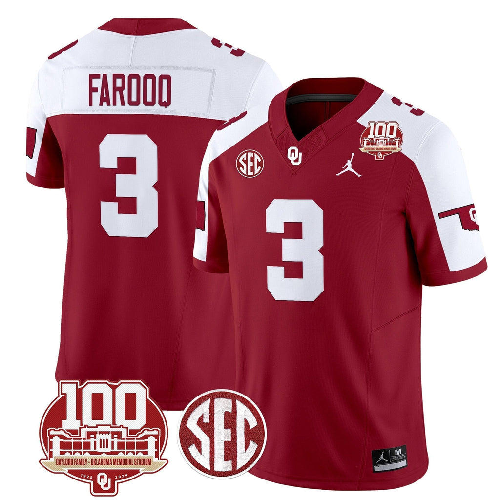 Men Oklahoma Sooners 100th Anniversary Patch Vapor Limited Jersey - All Stitched