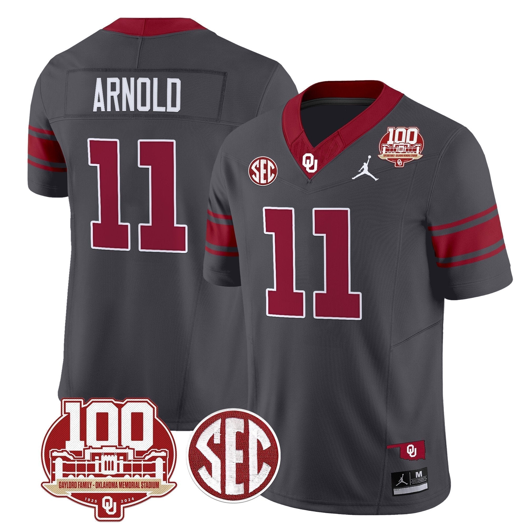 Men Oklahoma Sooners 100th Anniversary Patch Vapor Limited Jersey - All Stitched