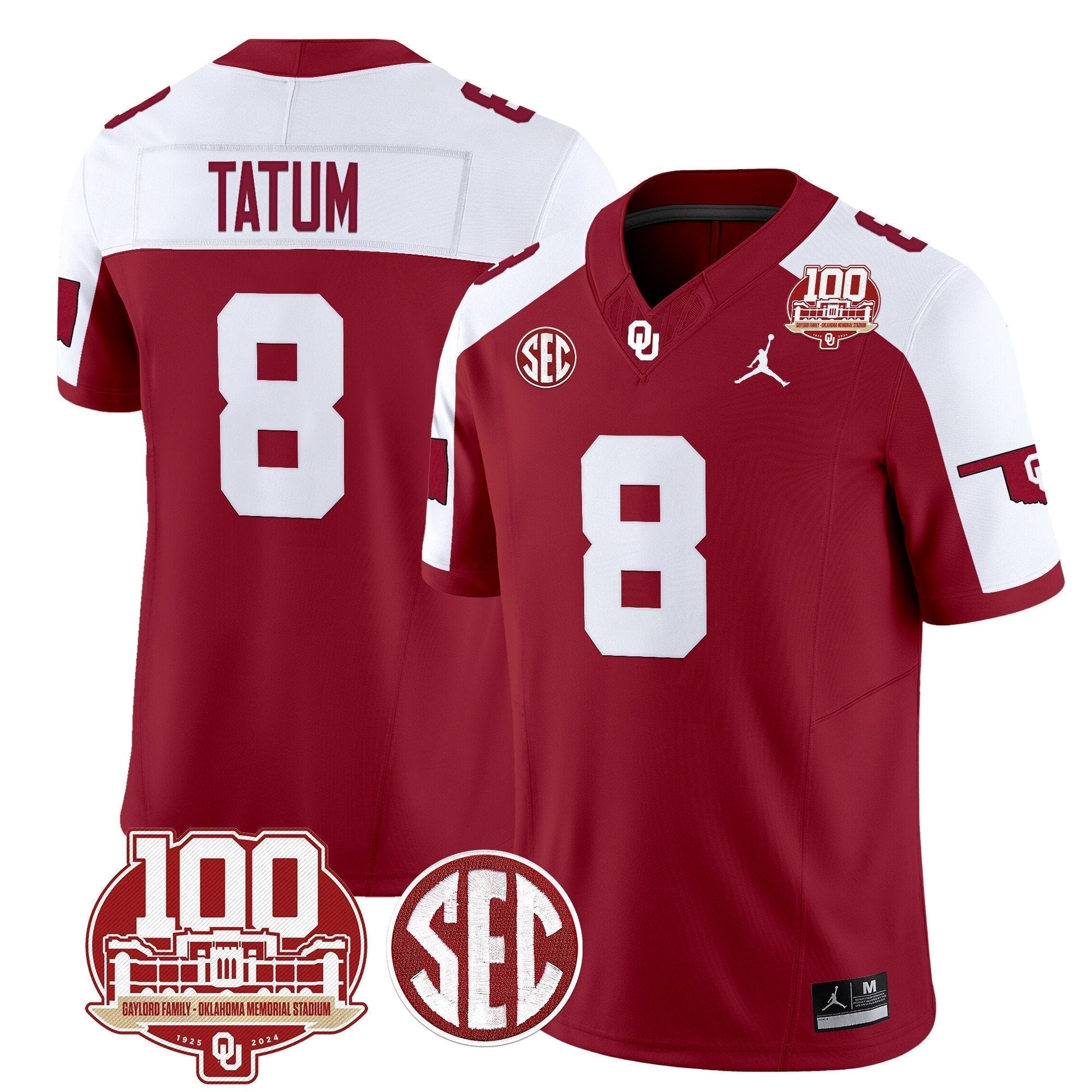 Men Oklahoma Sooners 100th Anniversary Patch Vapor Limited Jersey - All Stitched