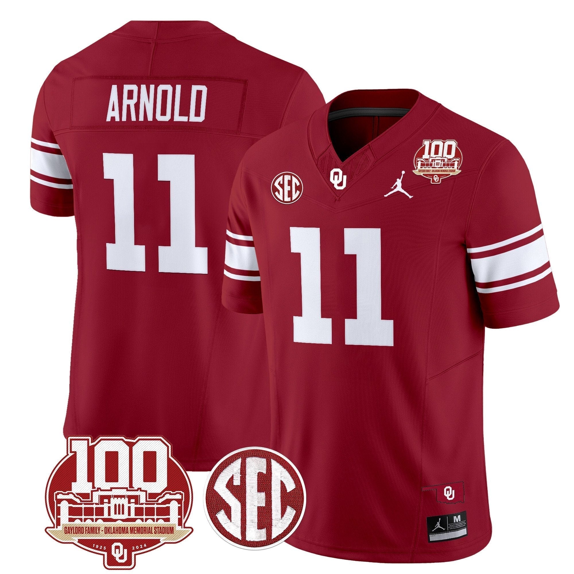 Men Oklahoma Sooners 100th Anniversary Patch Vapor Limited Jersey - All Stitched