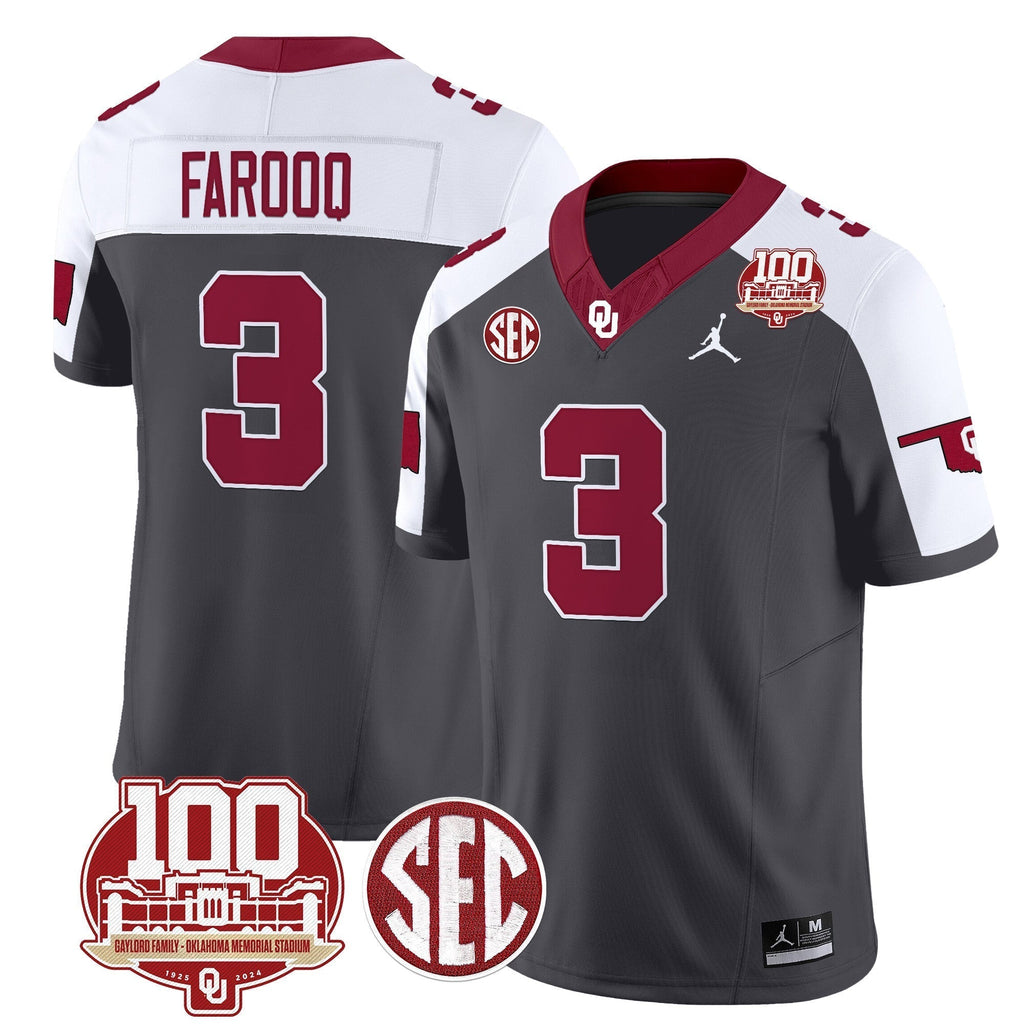 Men Oklahoma Sooners 100th Anniversary Patch Vapor Limited Jersey - All Stitched