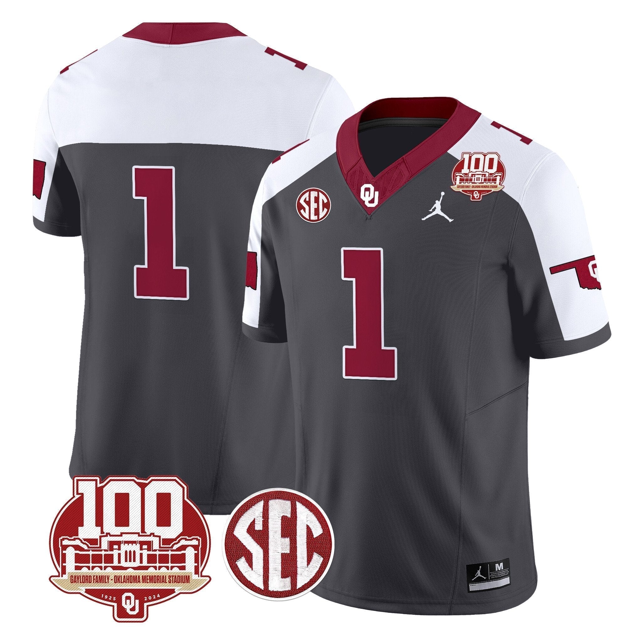 Men Oklahoma Sooners 100th Anniversary Patch Vapor Limited Jersey - All Stitched