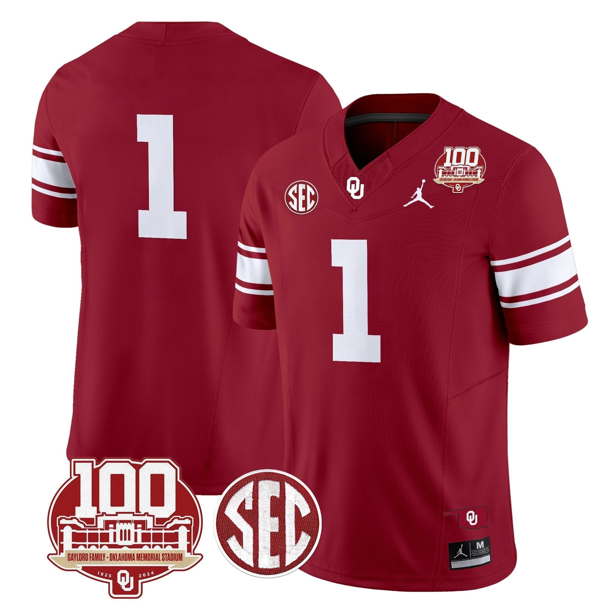 Men Oklahoma Sooners 100th Anniversary Patch Vapor Limited Jersey - All Stitched