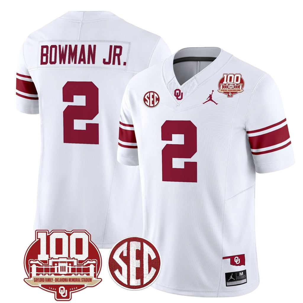 Men Oklahoma Sooners 100th Anniversary Patch Vapor Limited Jersey - All Stitched