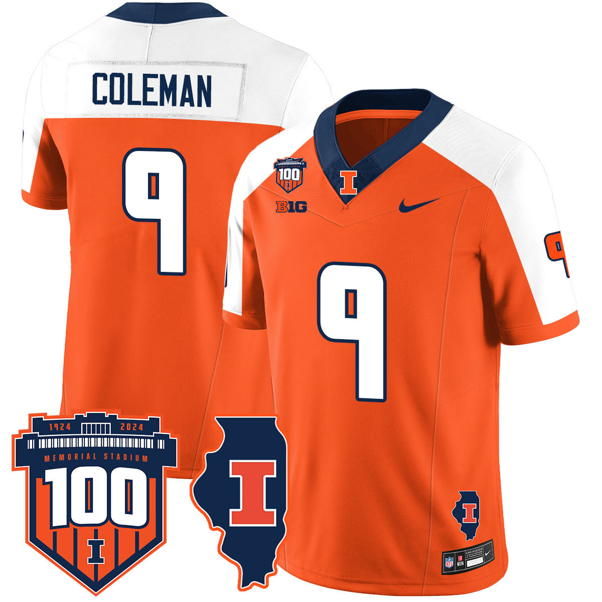 Men Illinois Football Vapor Jersey - All Stitched