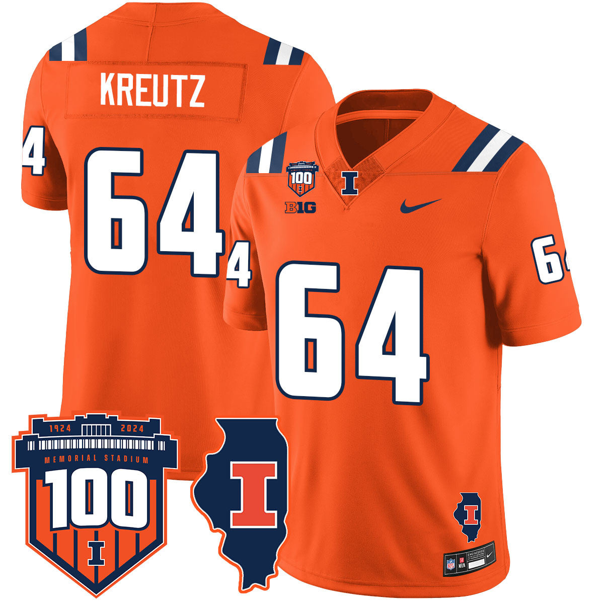 Men Illinois Football Vapor Jersey - All Stitched