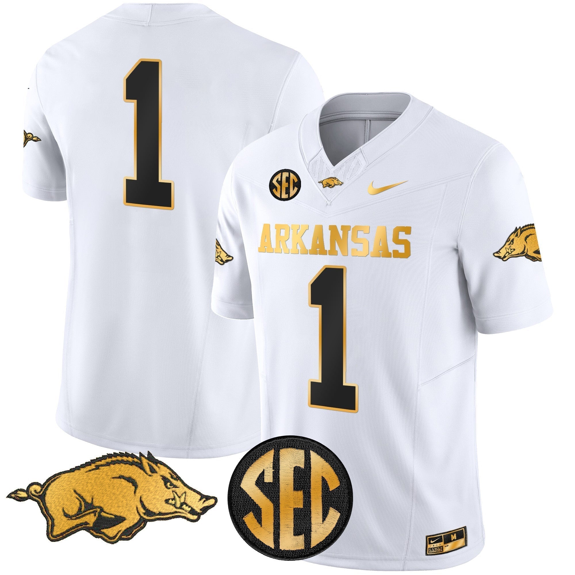 Men Arkansas Razorbacks Gold Vapor Limited Jersey - All Stitched