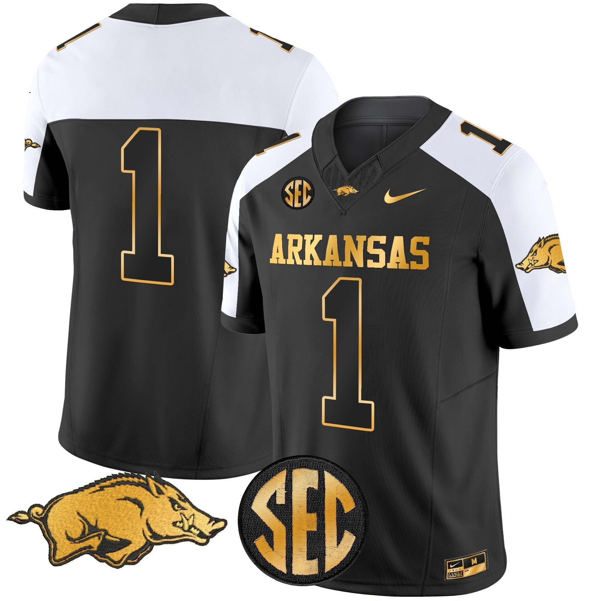 Men Arkansas Razorbacks Gold Vapor Limited Jersey - All Stitched