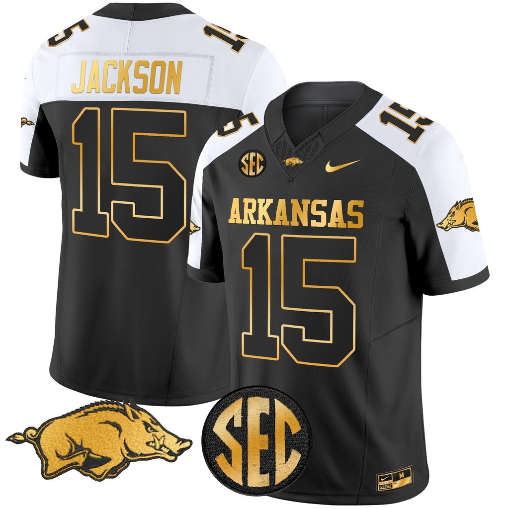 Men Arkansas Razorbacks Gold Vapor Limited Jersey - All Stitched