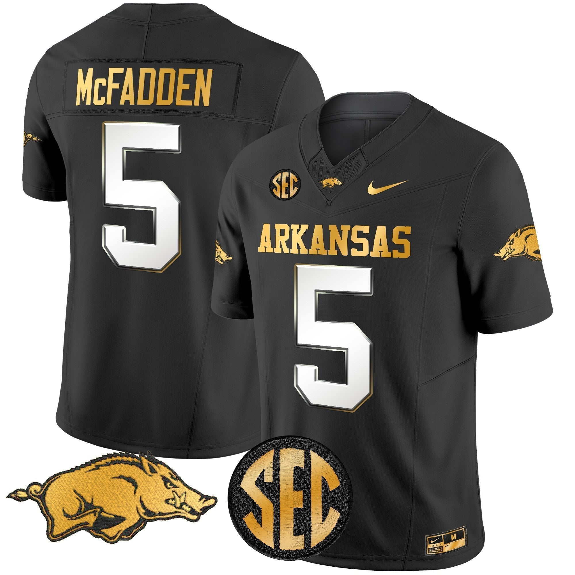 Men Arkansas Razorbacks Gold Vapor Limited Jersey - All Stitched
