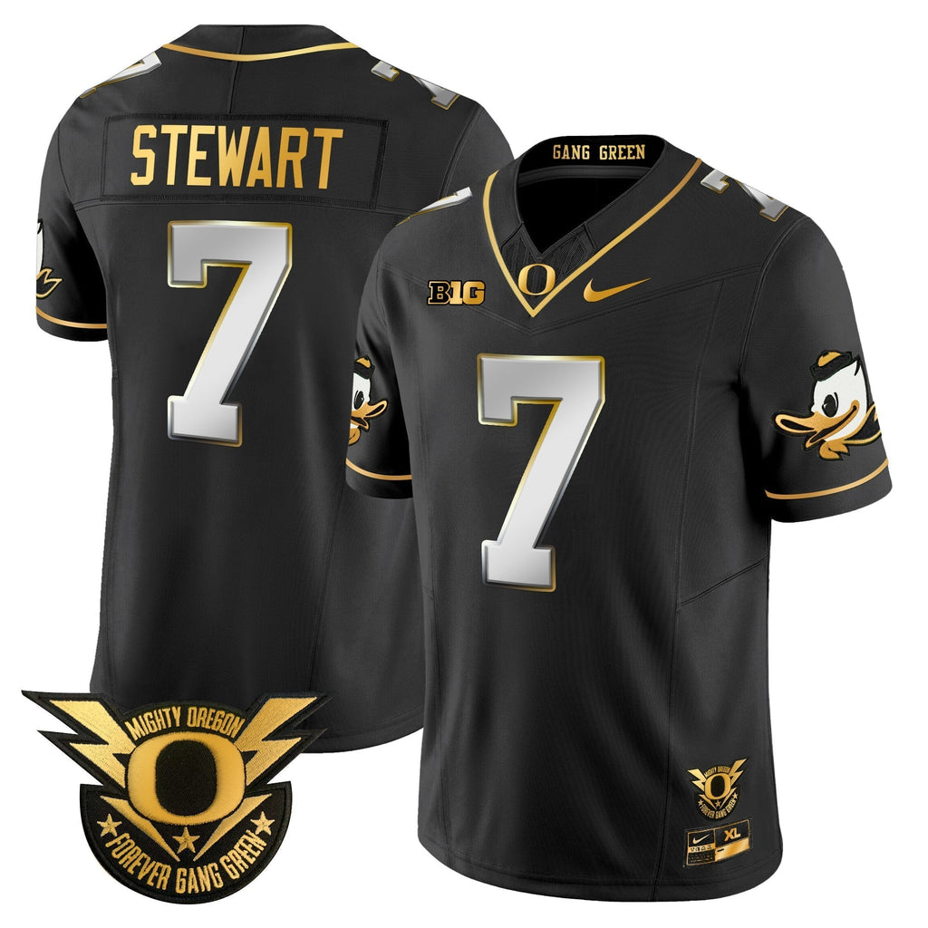 Men Oregon Ducks 2024 Forever Gang Green & BIG Patch Gold Vapor Limited Jersey - All Stitched