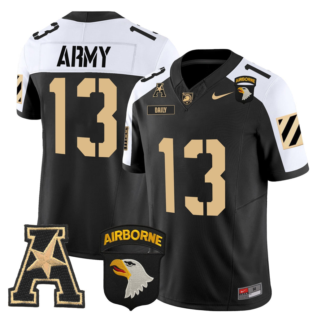Men Army Black Knights 101st Airborne Division Patch 2024 Vapor Limited Jersey V3 - All Stitched