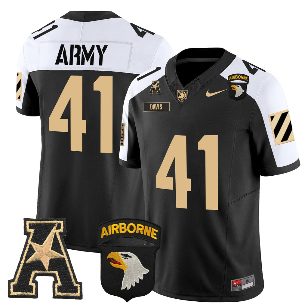 Men Army Black Knights 101st Airborne Division Patch 2024 Vapor Limited Jersey V3 - All Stitched