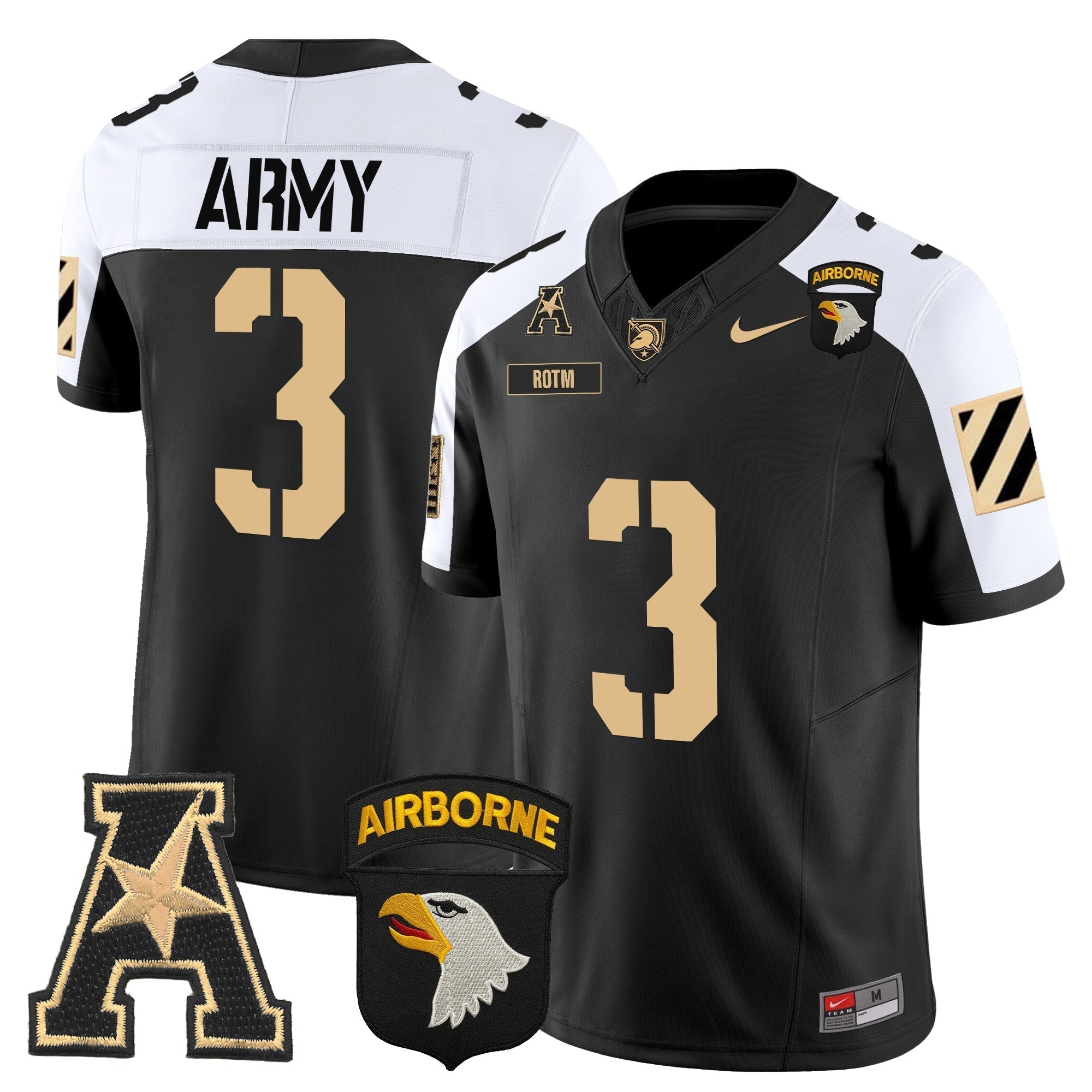 Men Army Black Knights 101st Airborne Division Patch 2024 Vapor Limited Jersey V3 - All Stitched