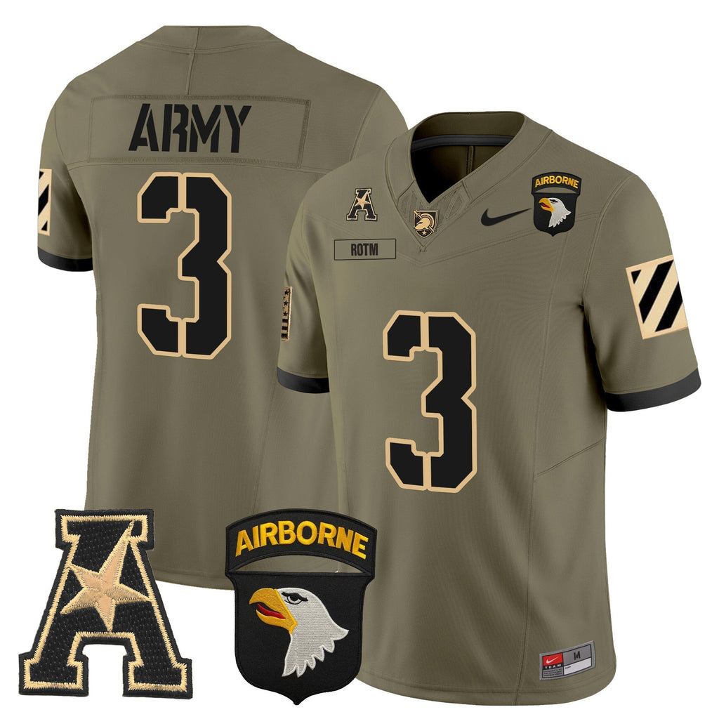 Men Army Black Knights 101st Airborne Division Patch 2024 Vapor Limited Jersey V3 - All Stitched