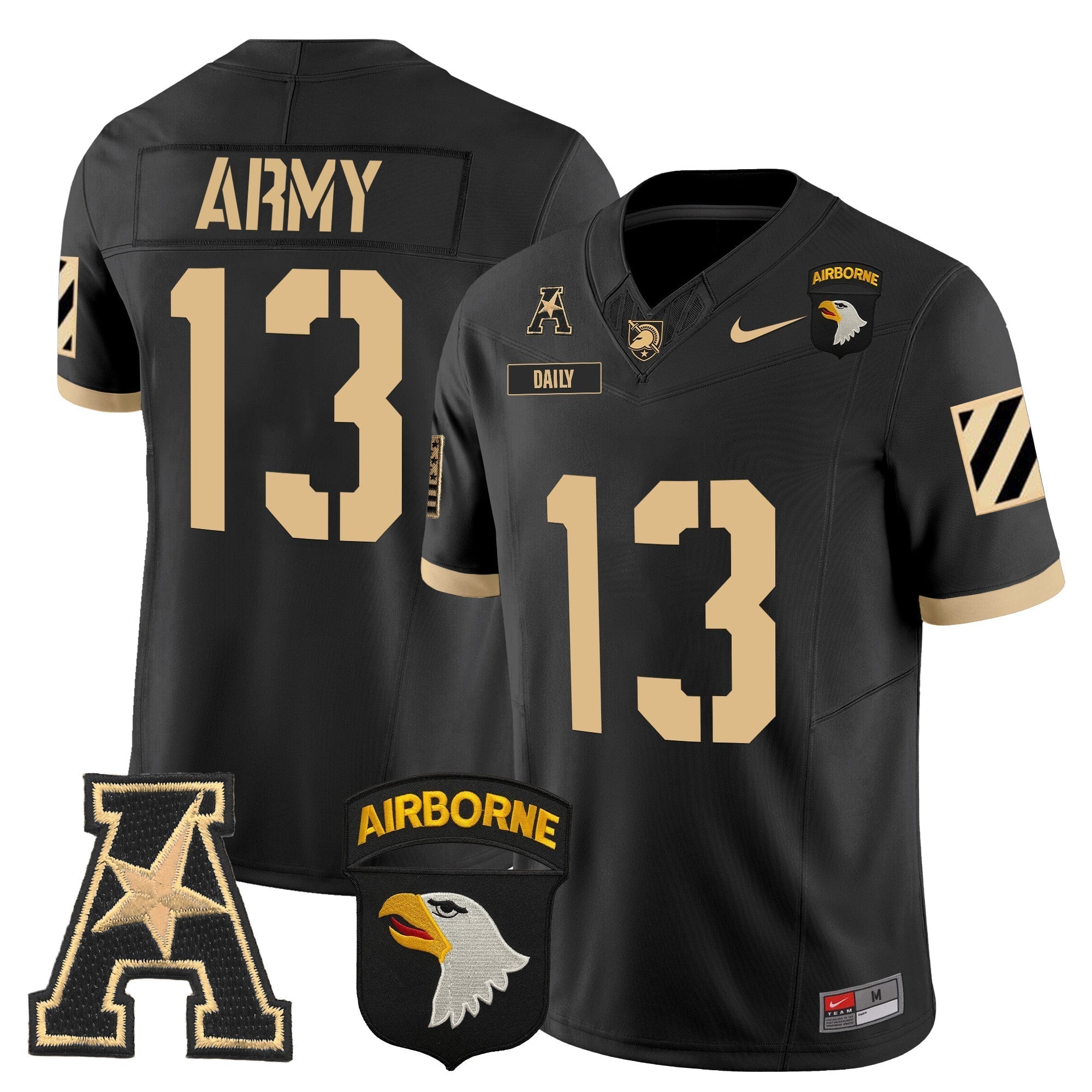 Men Army Black Knights 101st Airborne Division Patch 2024 Vapor Limited Jersey V3 - All Stitched