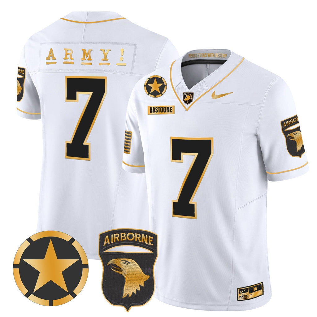 Men Army Black Knights 101st Airborne Division Patch 2024 Gold Vapor Limited Jersey - All Stitched