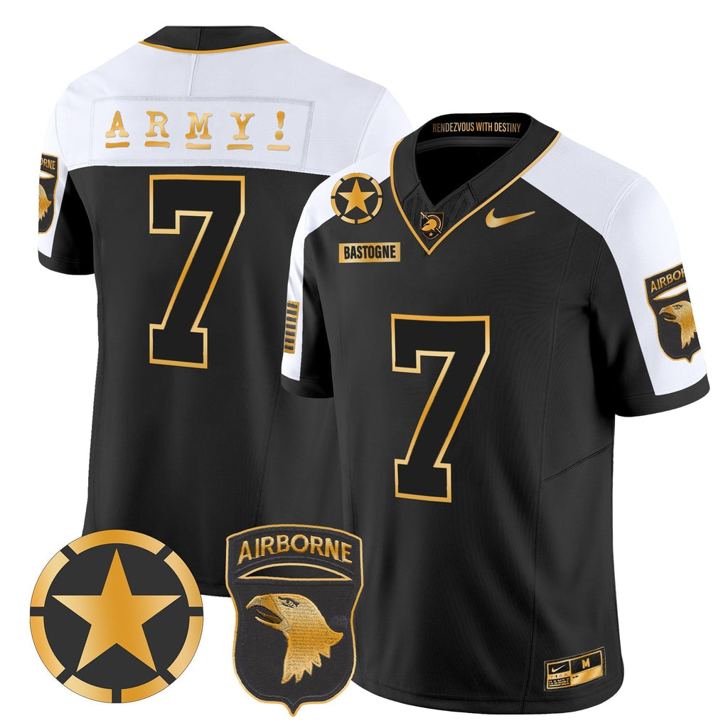 Men Army Black Knights 101st Airborne Division Patch 2024 Gold Vapor Limited Jersey - All Stitched