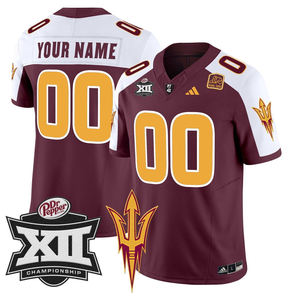 Custom Sun Devils 2024 Big 12 Championship Patch Vapor Limited Jersey - All Stitched