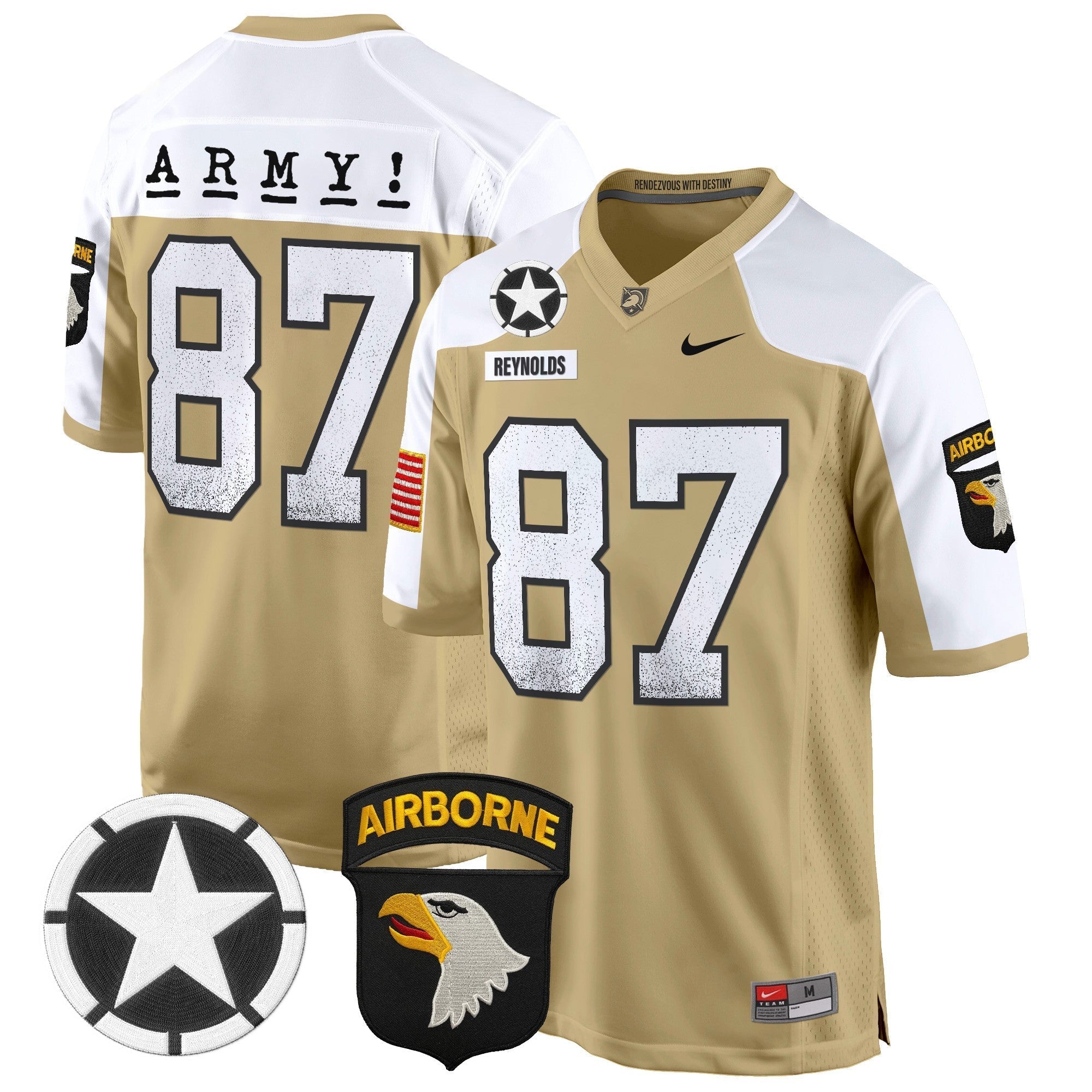 Men Army Black Knights 101st Airborne Division Patch 2024 Game Jersey - All Stitched