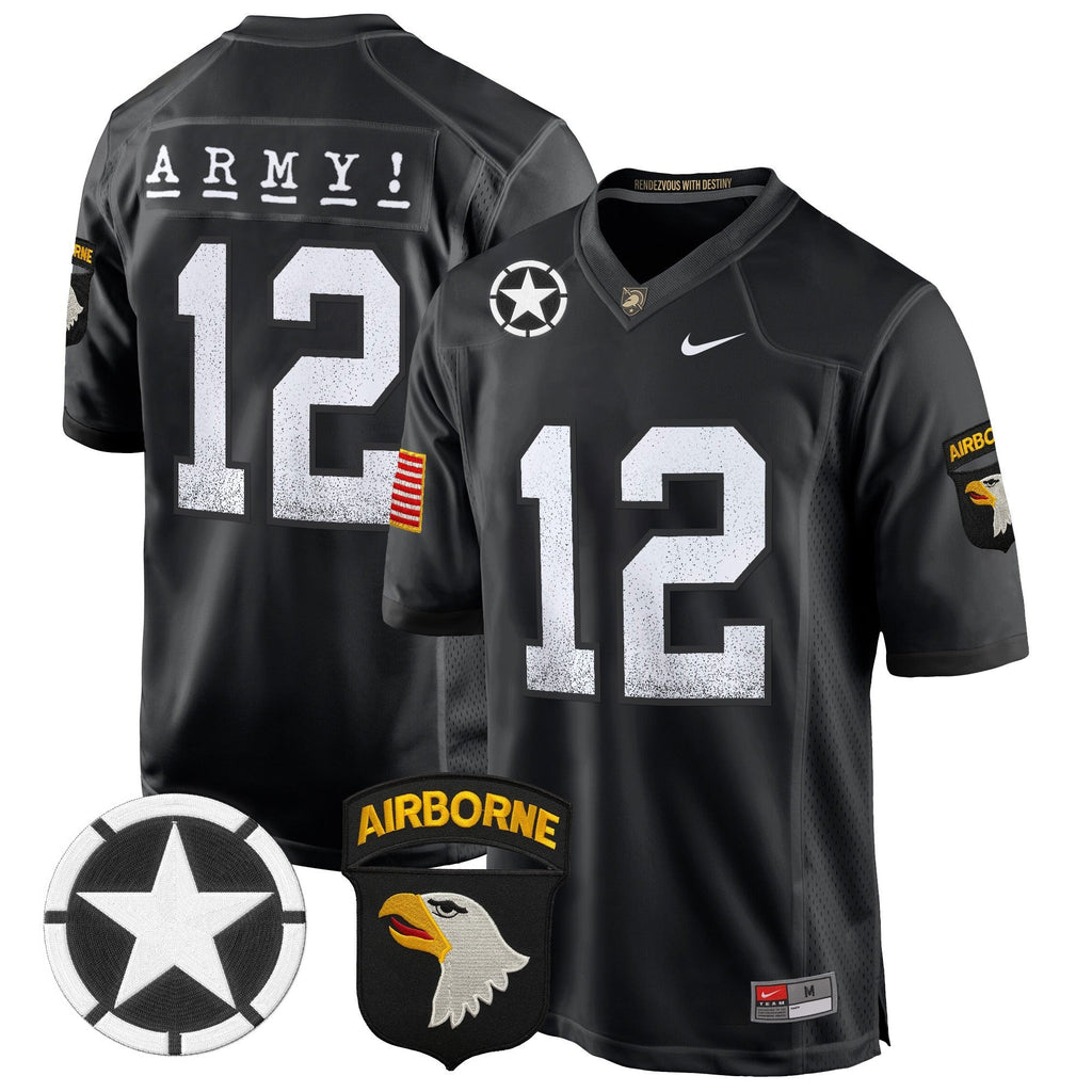Men Army Black Knights 101st Airborne Division Patch 2024 Game Jersey - All Stitched