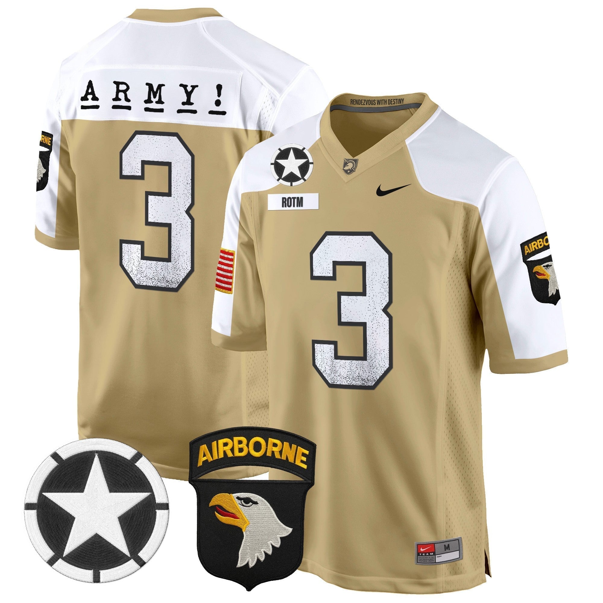 Men Army Black Knights 101st Airborne Division Patch 2024 Game Jersey - All Stitched