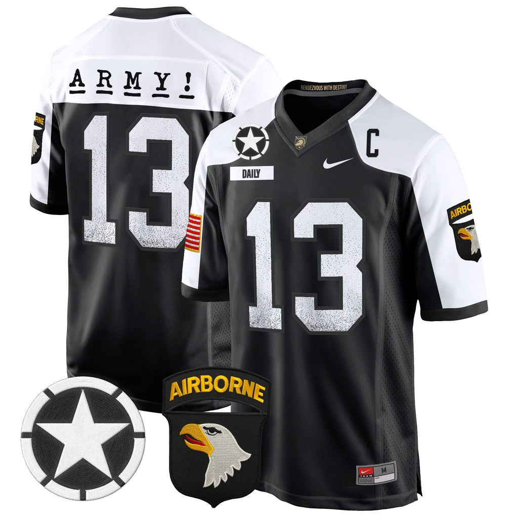 Men Army Black Knights 101st Airborne Division Patch 2024 Game Jersey - All Stitched