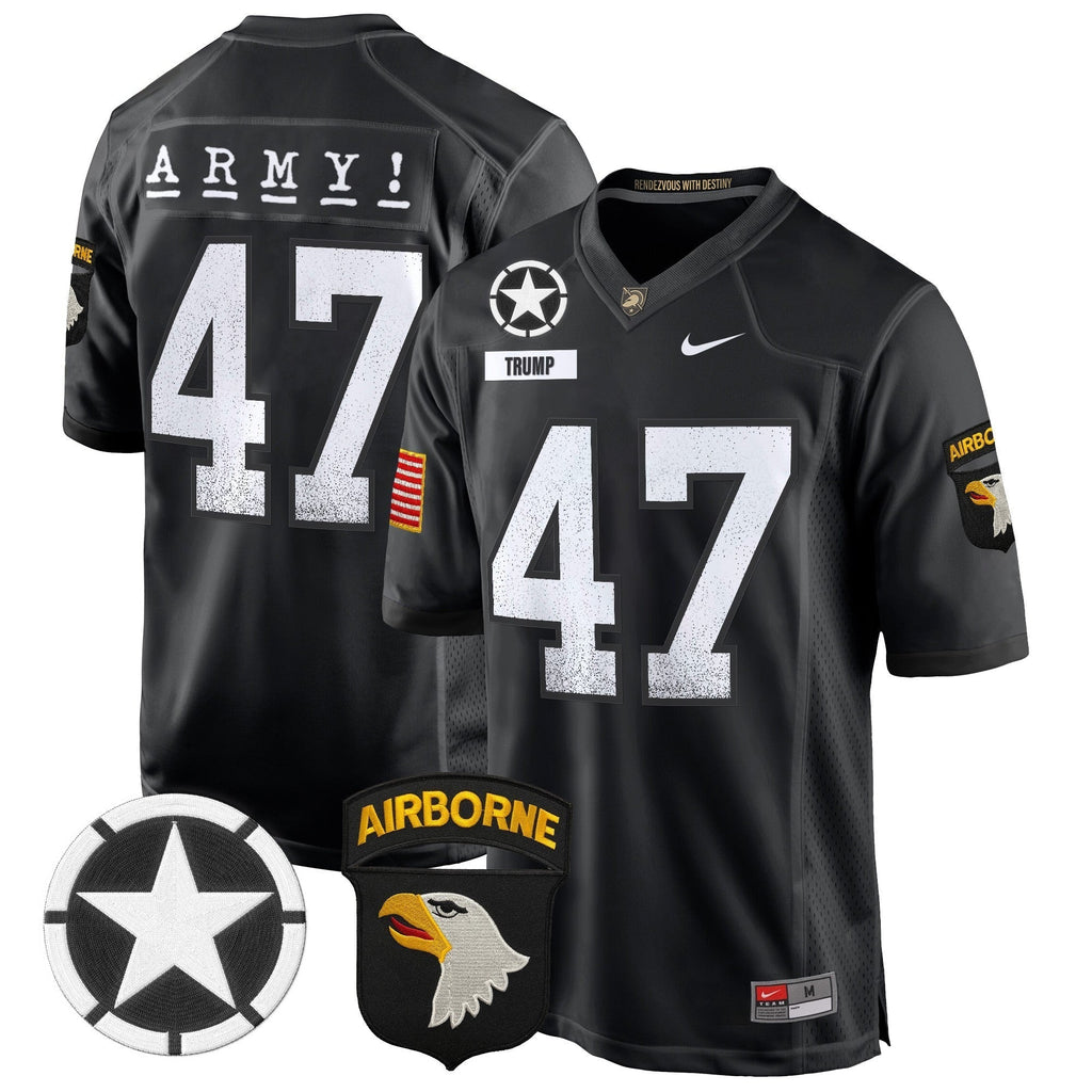 Men Army Black Knights 101st Airborne Division Patch 2024 Game Jersey - All Stitched