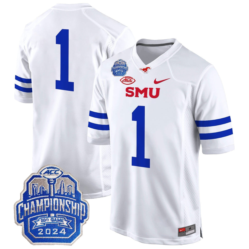 Men SMU Mustangs 2024 ACC Championship Patch Game Jersey - All Stitched