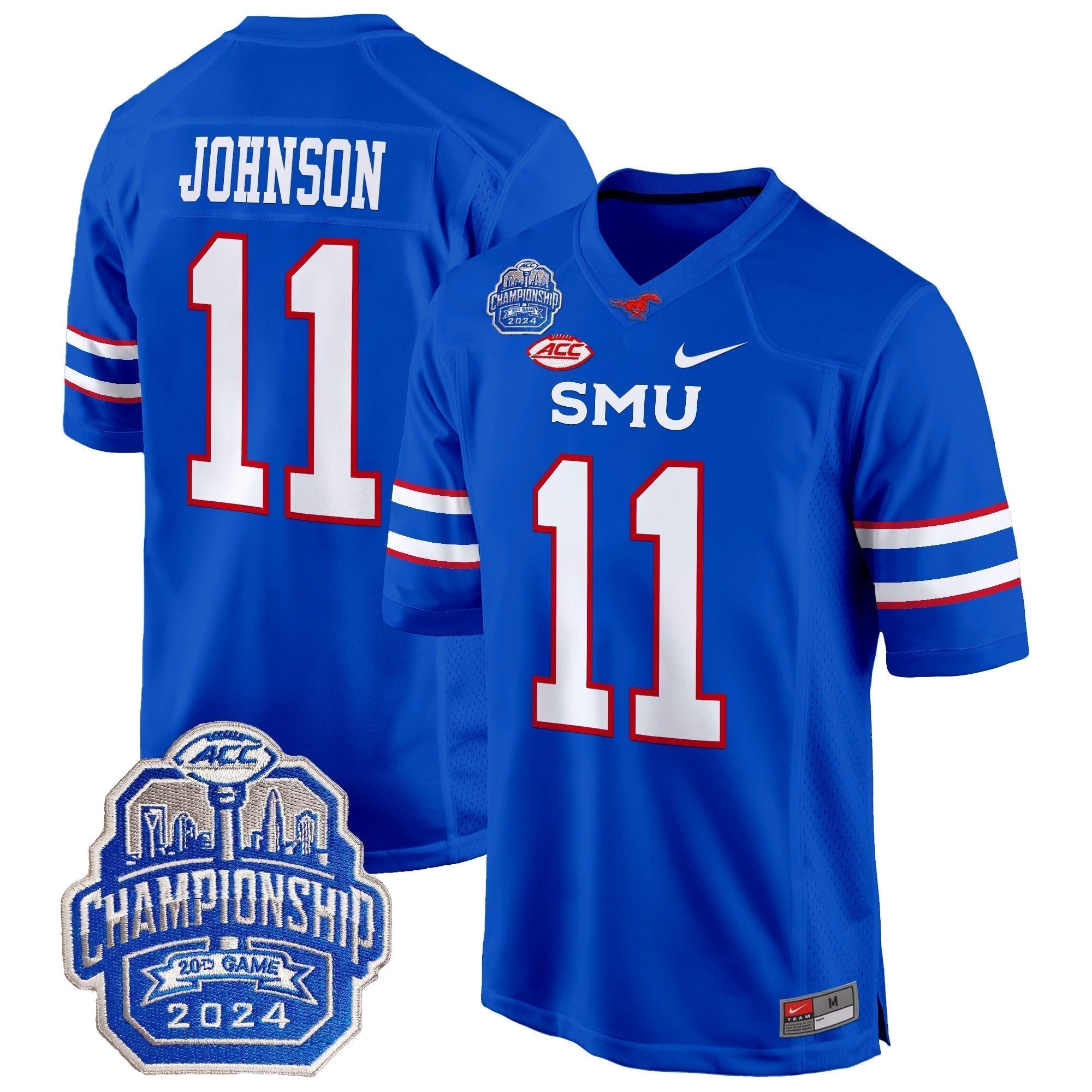 Men SMU Mustangs 2024 ACC Championship Patch Game Jersey - All Stitched
