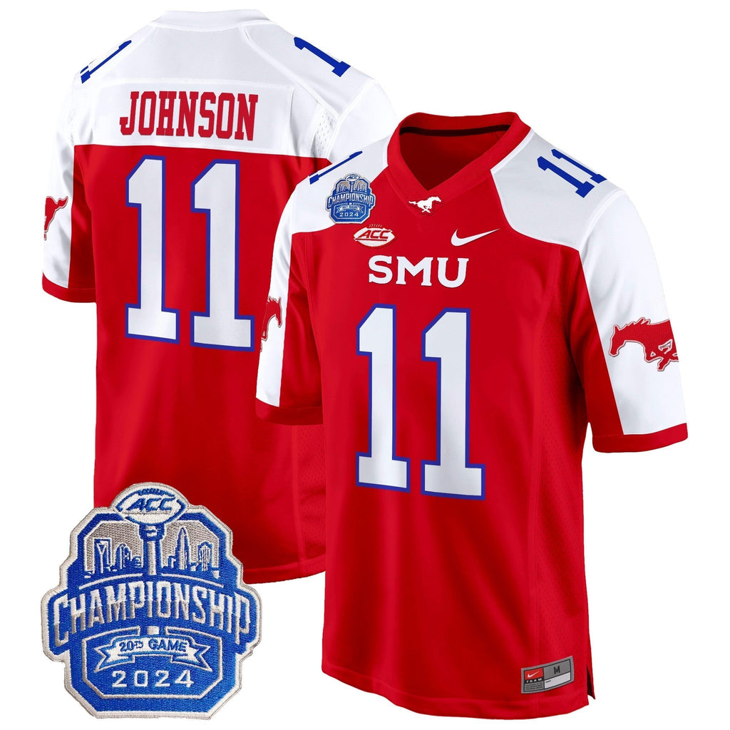 Men SMU Mustangs 2024 ACC Championship Patch Game Jersey - All Stitched
