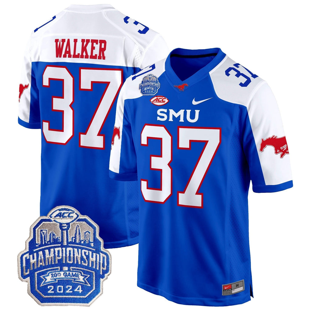 Men SMU Mustangs 2024 ACC Championship Patch Game Jersey - All Stitched