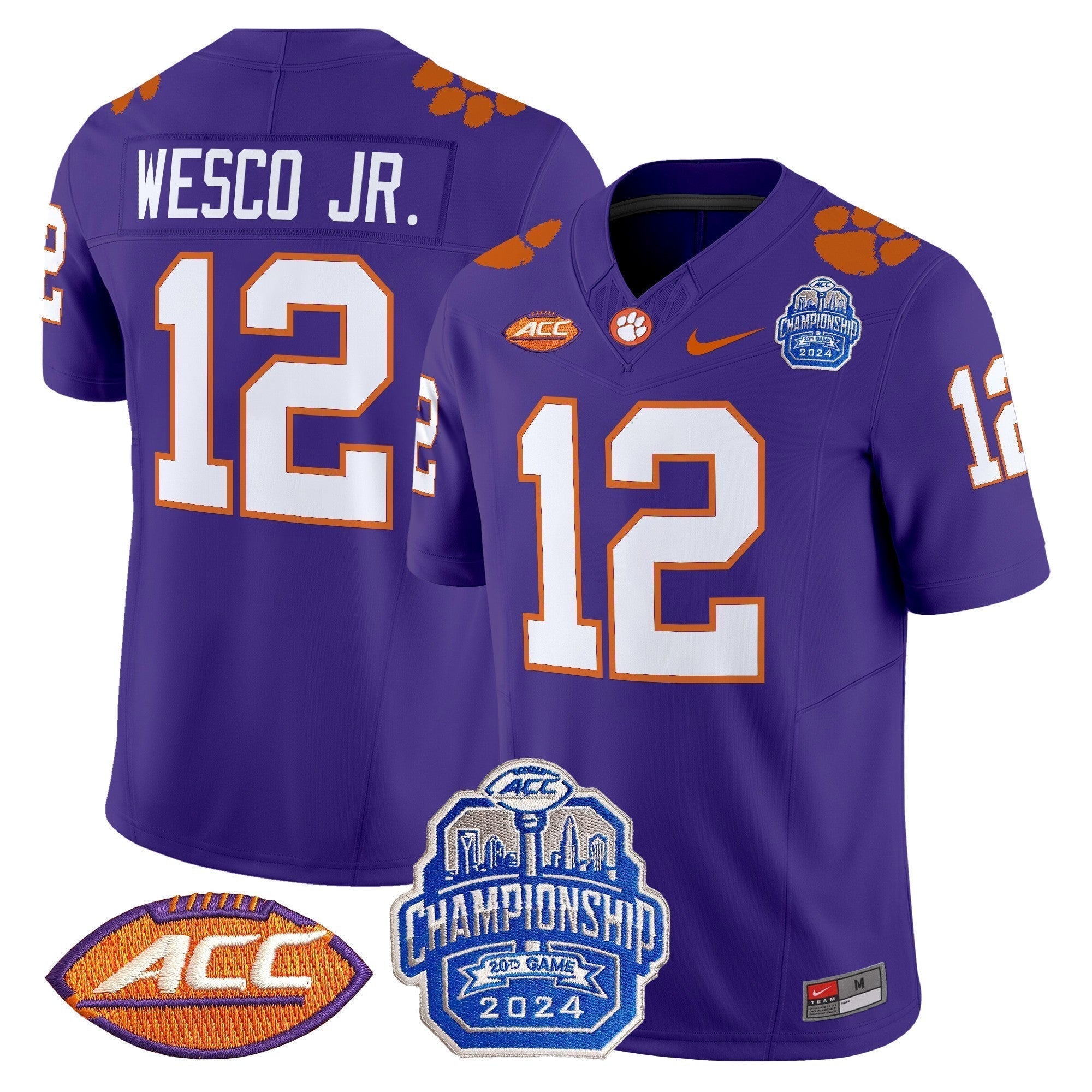 Men Clemson Tigers 2024 ACC Championship Patch Vapor Limited Jersey - All Stitched