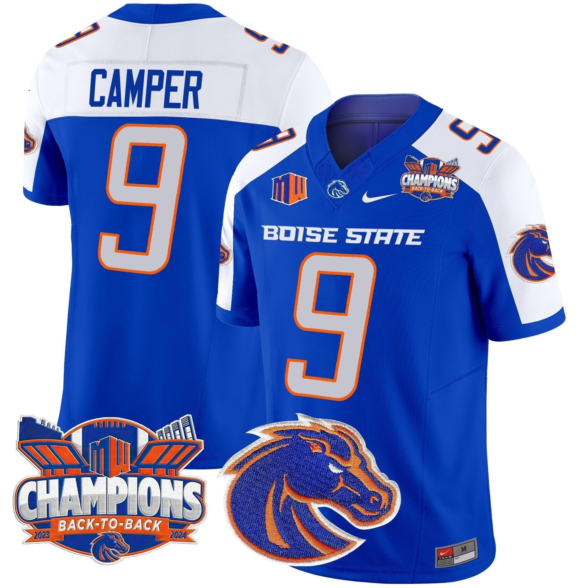 Men Boise State Broncos 2024 Back To Back Champions Vapor Limited Jersey - All Stitched