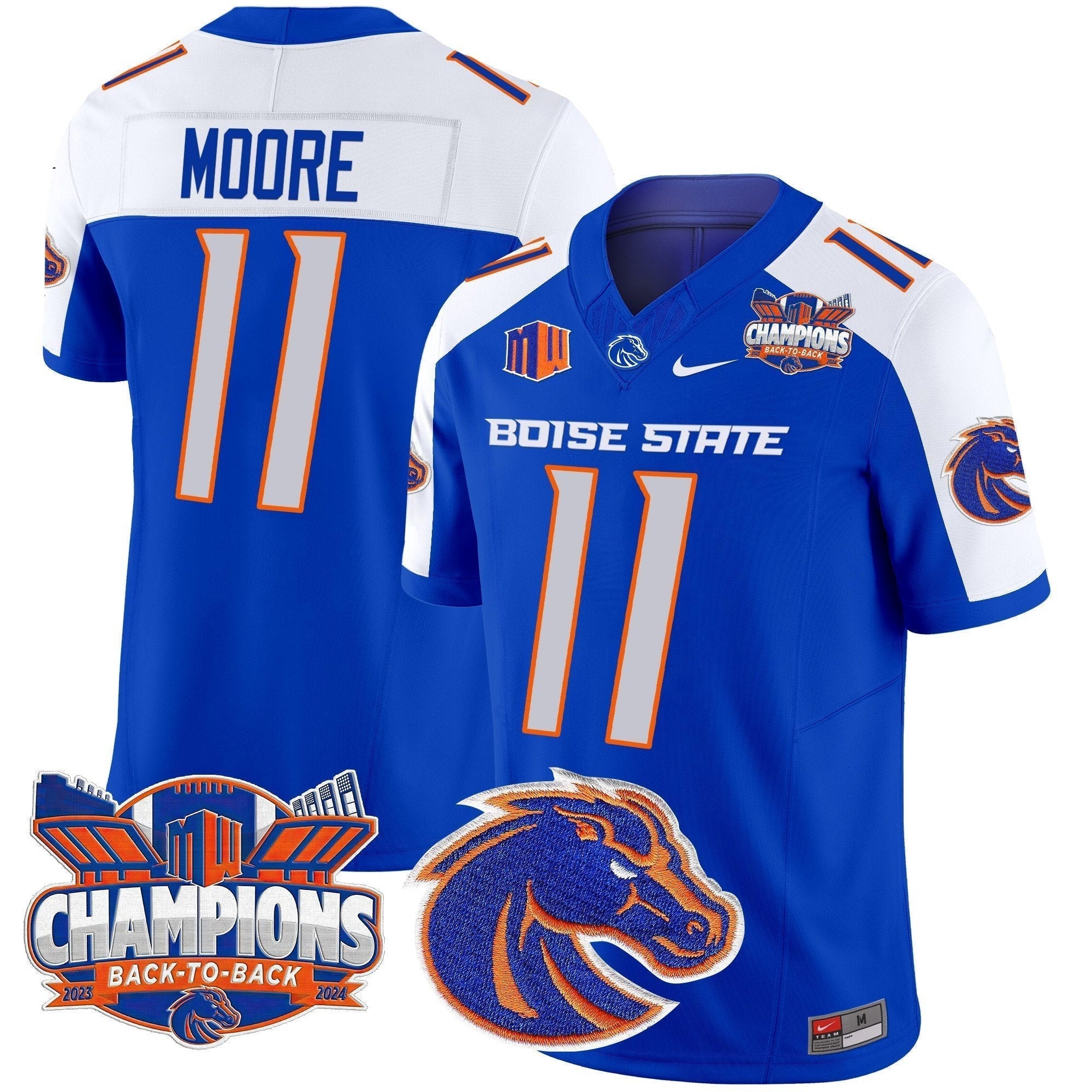 Men Boise State Broncos 2024 Back To Back Champions Vapor Limited Jersey - All Stitched