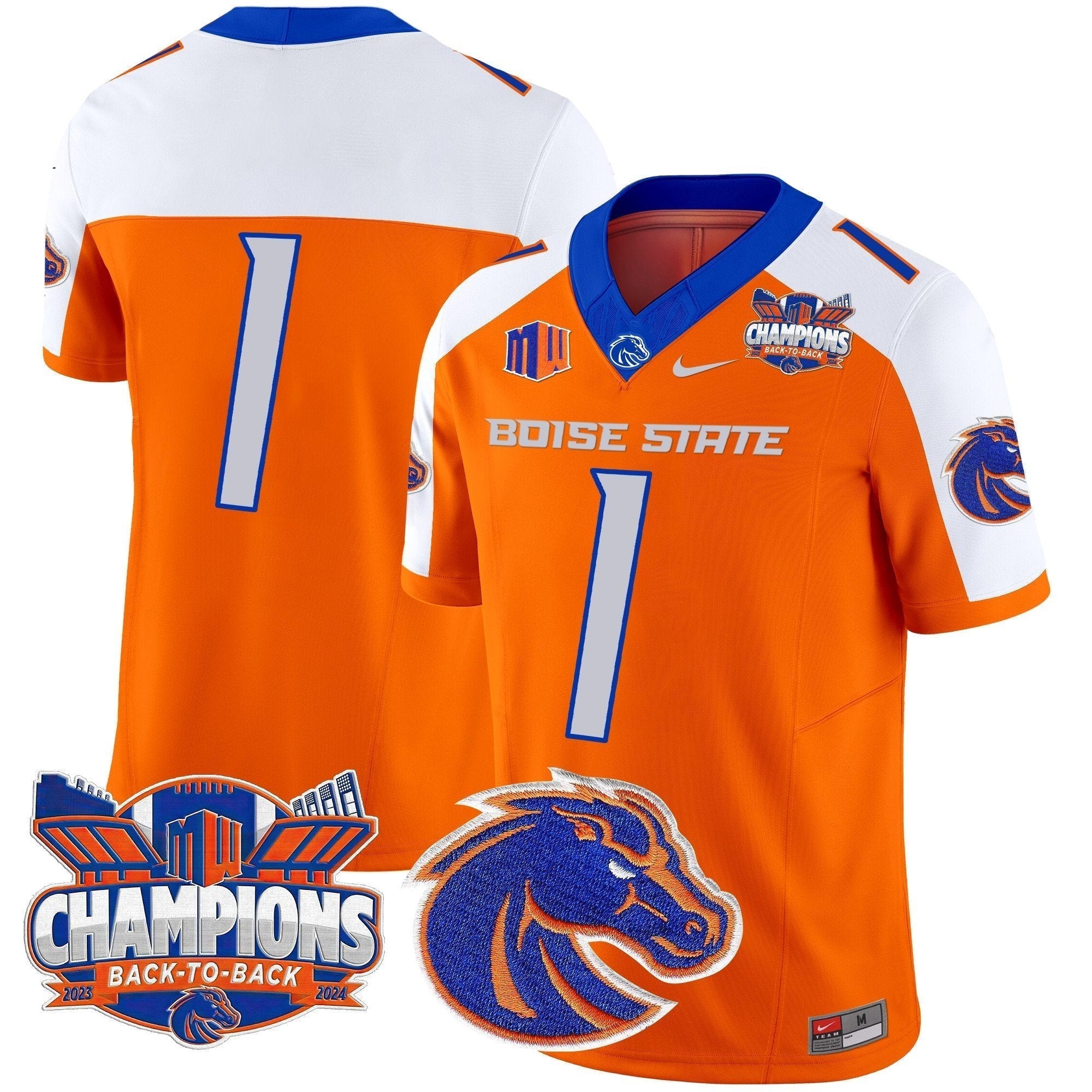 Men Boise State Broncos 2024 Back To Back Champions Vapor Limited Jersey - All Stitched
